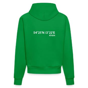 Rügen Souvenir Koordinaten Design - Organic Fitted Hoodie Made in EU - City Green - Hinten