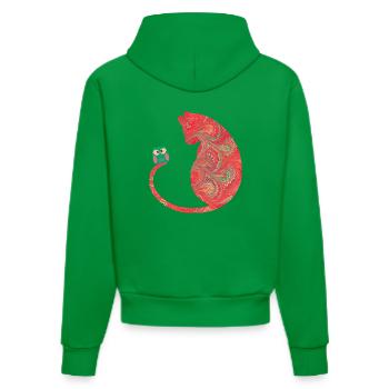 katze mit eule e 91 - Organic Fitted Hoodie Made in EU - City Green - Hinten