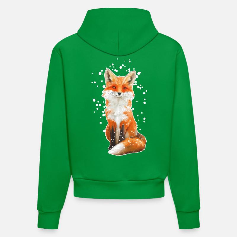 Fuchs mit Schneeflocken - Organic Fitted Hoodie Made in EU - City Green