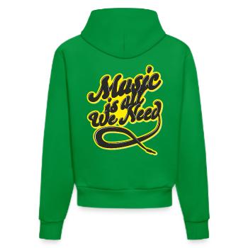 Music is all we need - Organic Fitted Hoodie Made in EU - City Green - Hinten
