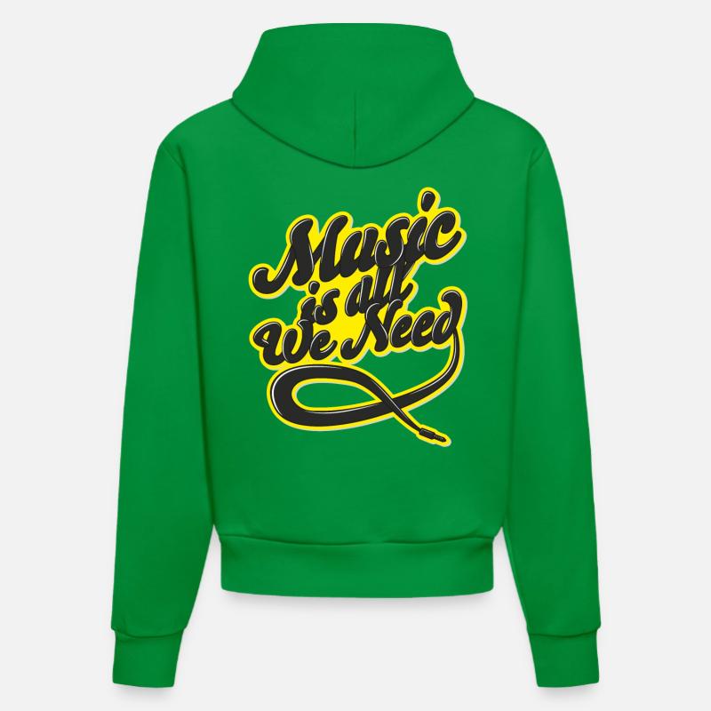 Music is all we need - Sweat à capuche bio ajusté fabriqué en UE - City Green