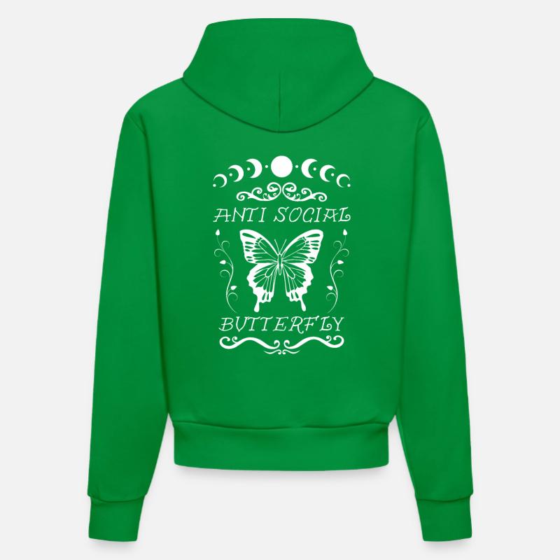 Papillon antisocial - Sweat à capuche bio ajusté fabriqué en UE - City Green