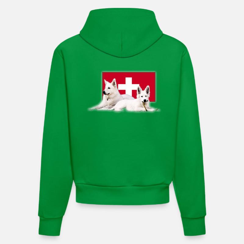 Schweizer Schäferhund - Organic Fitted Hoodie Made in EU - City Green