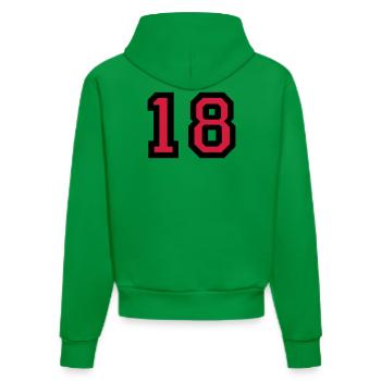 The number 18 - number eighteen - Organic Fitted Hoodie Made in EU - City Green - Back