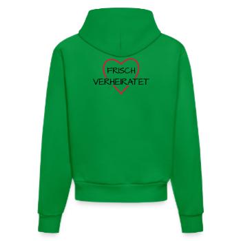 Frisch verheiratet Herz Hochzeit Hochzeitsreise - Organic Fitted Hoodie Made in EU - City Green - Hinten