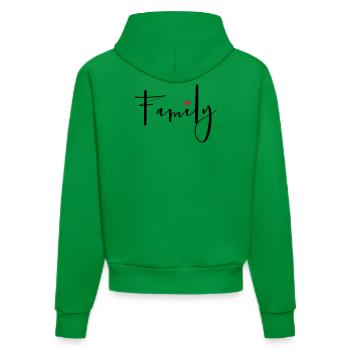 Family Heart Love Community Gift - Organic Fitted Hoodie Made in EU - City Green - Back