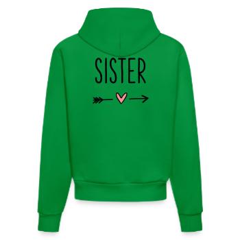 Sister Heart Arrow Dear Friend Gift - Organic Fitted Hoodie Made in EU - City Green - Back