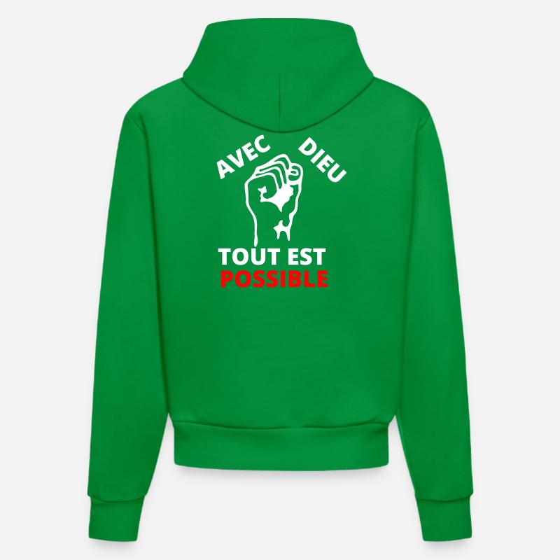 Poing revendicatif inspirant message de solidarité - Sweat à capuche bio ajusté fabriqué en UE - City Green