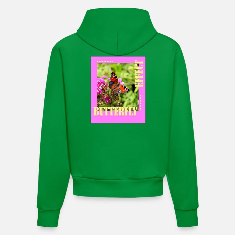 Conception de photos à effet papillon - Sweat à capuche bio ajusté fabriqué en UE - City Green