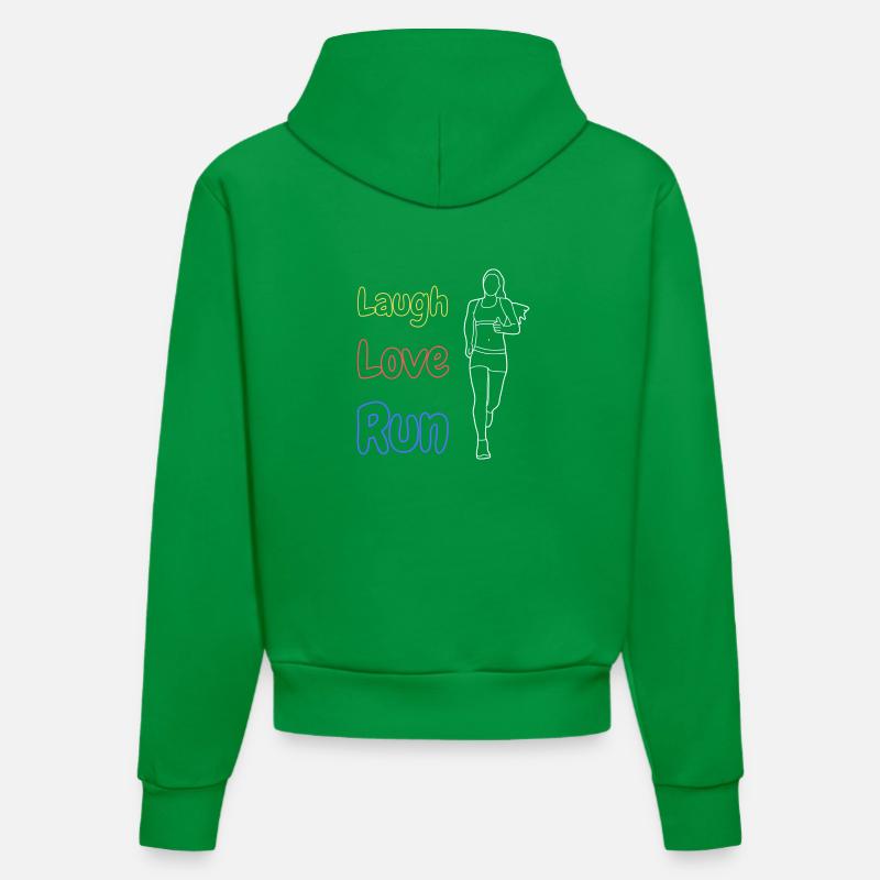 Rire Amour Courir - Sweat à capuche bio ajusté fabriqué en UE - City Green