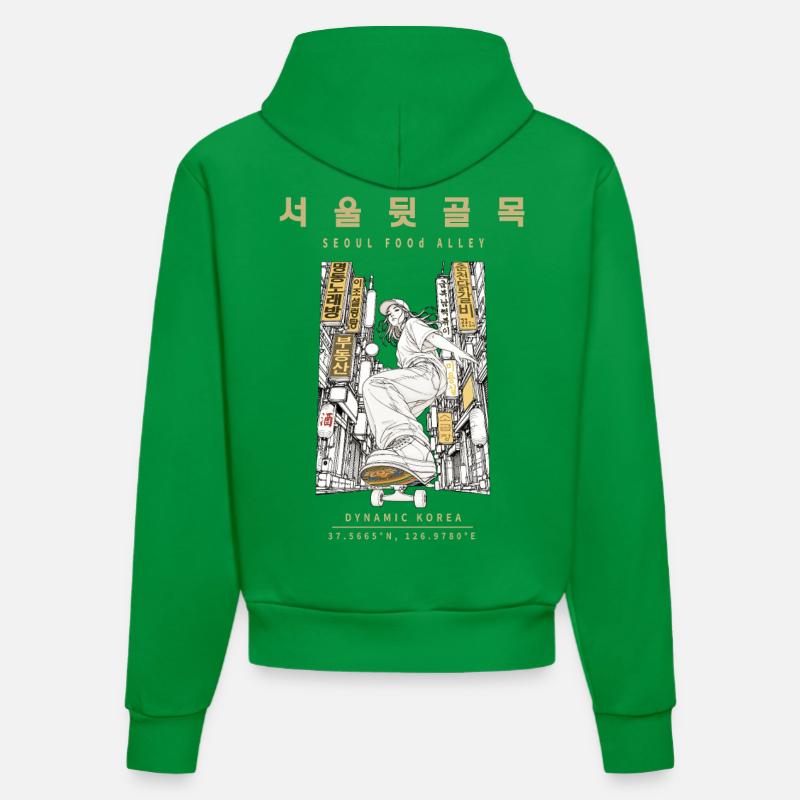 Korean Street Mood Design - Sweat à capuche bio ajusté fabriqué en UE - City Green
