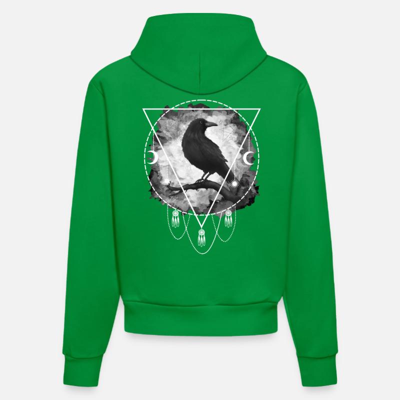 Occultisme gothique Raven Crow - Sweat à capuche bio ajusté fabriqué en UE - City Green