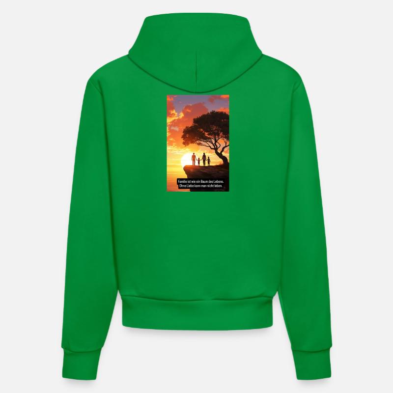Arbre généalogique coucher de soleil Design - Sweat à capuche bio ajusté fabriqué en UE - City Green