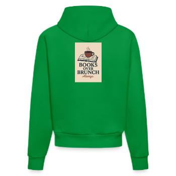 Coffee and books motif - Organic Fitted Hoodie Made in EU - City Green - Back