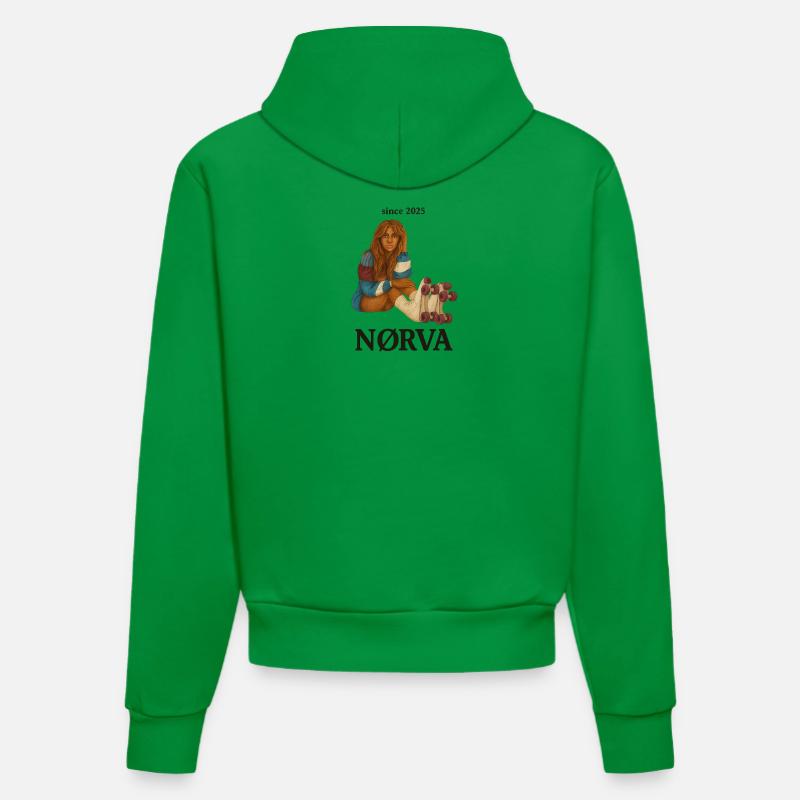NØRVA Rollergirl - Sweat à capuche bio ajusté fabriqué en UE - City Green