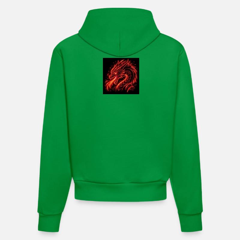 Dragon néon en feu rouge - Sweat à capuche bio ajusté fabriqué en UE - City Green