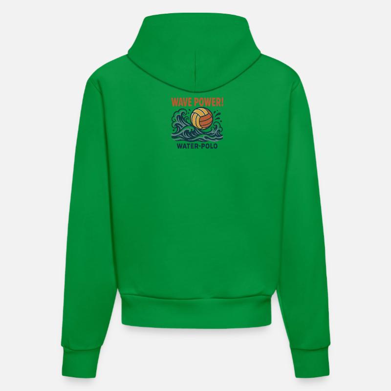 Vague Puissance Water Polo - Sweat à capuche bio ajusté fabriqué en UE - City Green