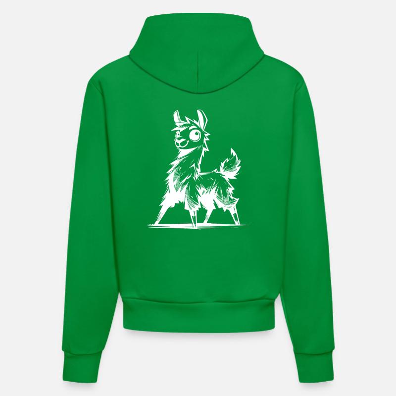Enfants Lama Crayon Esquisse Style - Sweat à capuche bio ajusté fabriqué en UE - City Green