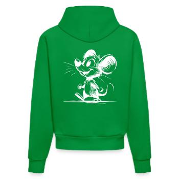Cute Little Pencil Style Kids Mouse Sketch - Organic Fitted Hoodie Made in EU - City Green - Back
