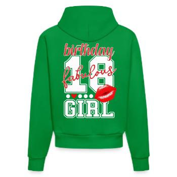 18 Jahre 18. Geburtstag roter Kuss Mädchen girl - Organic Fitted Hoodie Made in EU - City Green - Hinten