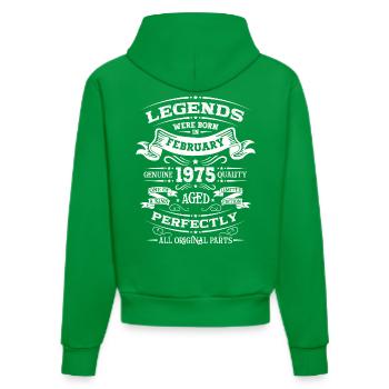 50th Birthday Gift Husband Original February 1975 - Organic Fitted Hoodie Made in EU - City Green - Back