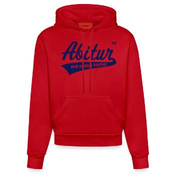 Abitur 2024 – Wir Haben Fertig! (Schule / Black) - Organic Fitted Hoodie Made in EU - Rot - Vorne