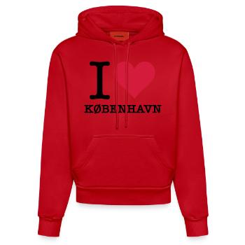 I love Copenhague - Sweat à capuche bio ajusté fabriqué en UE - rouge - Devant