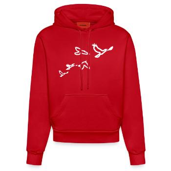 5 Voegel (1 color) - Organic Fitted Hoodie Made in EU - Rot - Vorne