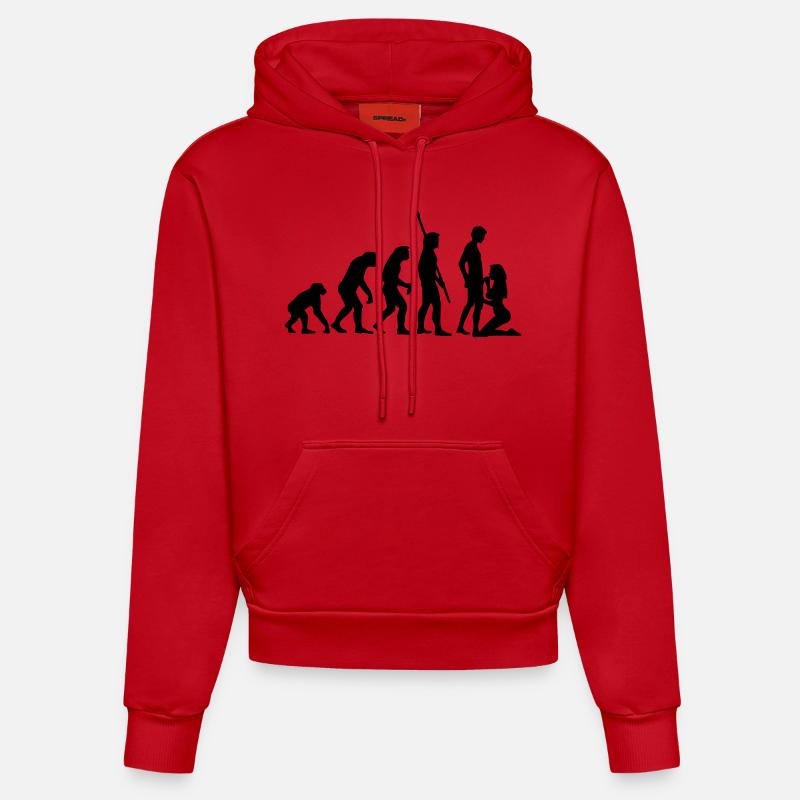 evolution_sucks_a_1c - Sweat à capuche bio ajusté fabriqué en UE - rouge