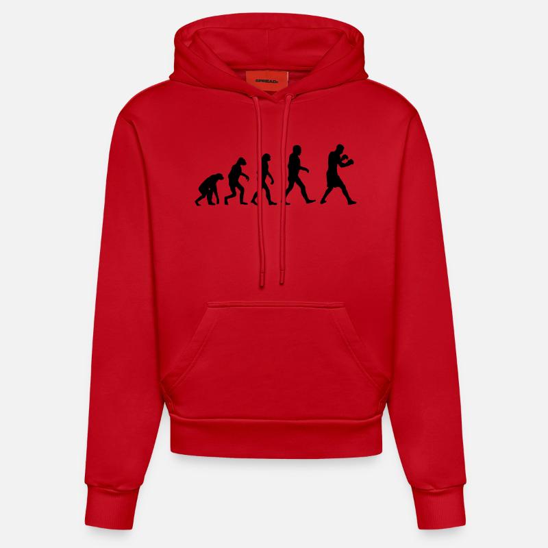 Boxing Evolution logo - Sweat à capuche bio ajusté fabriqué en UE - rouge
