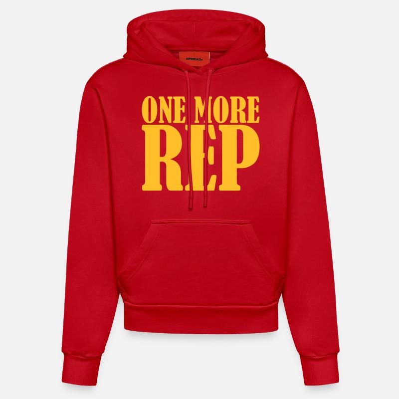 One More Rep - Sweat à capuche bio ajusté fabriqué en UE - rouge