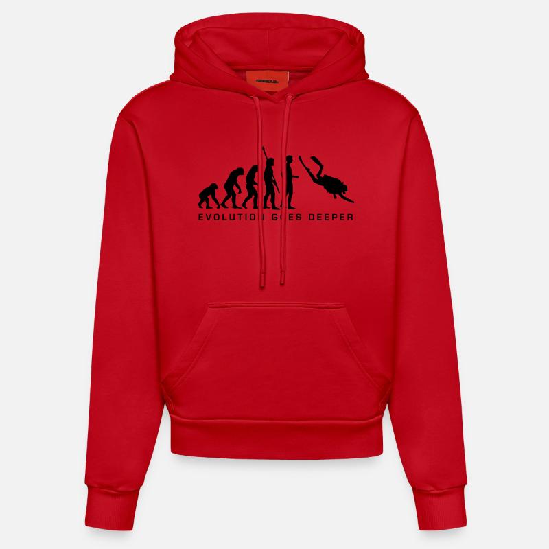 evolution_taucher_b - Sweat à capuche bio ajusté fabriqué en UE - rouge