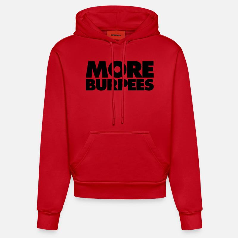 Plus de burpees - Sweat à capuche bio ajusté fabriqué en UE - rouge