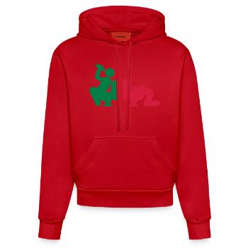 alcohol humor drink puppy vomit toilet wc i - Organic Fitted Hoodie Made in EU - red - Front