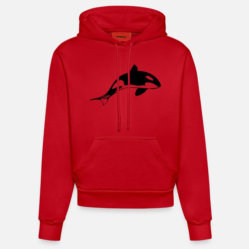 Orca - Sweat à capuche bio ajusté fabriqué en UE - rouge