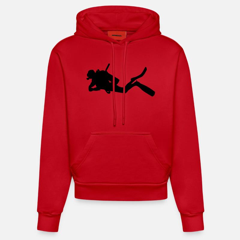 plongeur - Sweat à capuche bio ajusté fabriqué en UE - rouge