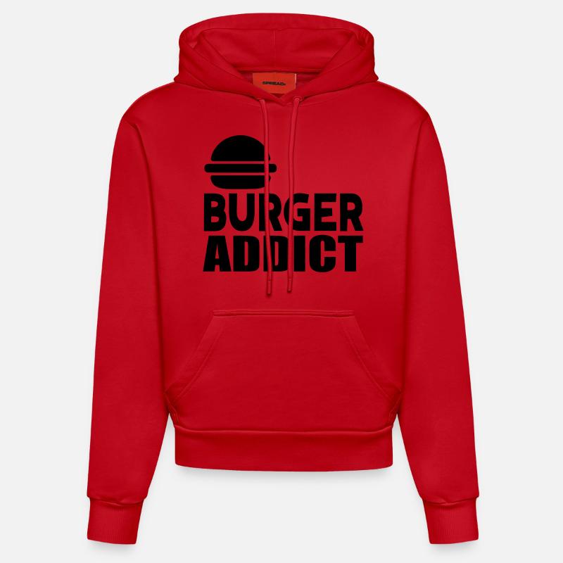 hamburger - Sweat à capuche bio ajusté fabriqué en UE - rouge