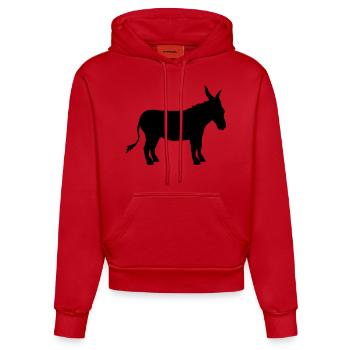 donkey horse pony small packelsel long ears farm - Organic Fitted Hoodie Made in EU - red - Front
