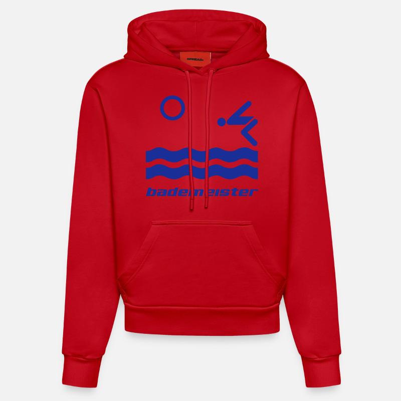 gardien de la piscine - Sweat à capuche bio ajusté fabriqué en UE - rouge