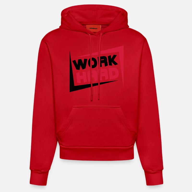 Work Hard - Sweat à capuche bio ajusté fabriqué en UE - rouge