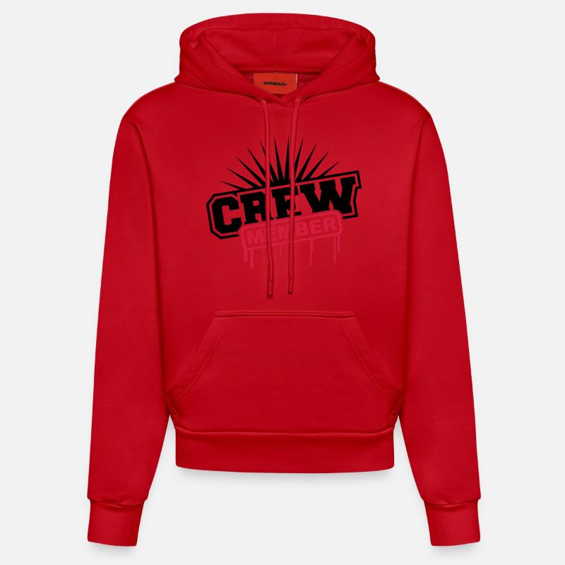 Crew Member Graffiti - Sweat à capuche bio ajusté fabriqué en UE - rouge