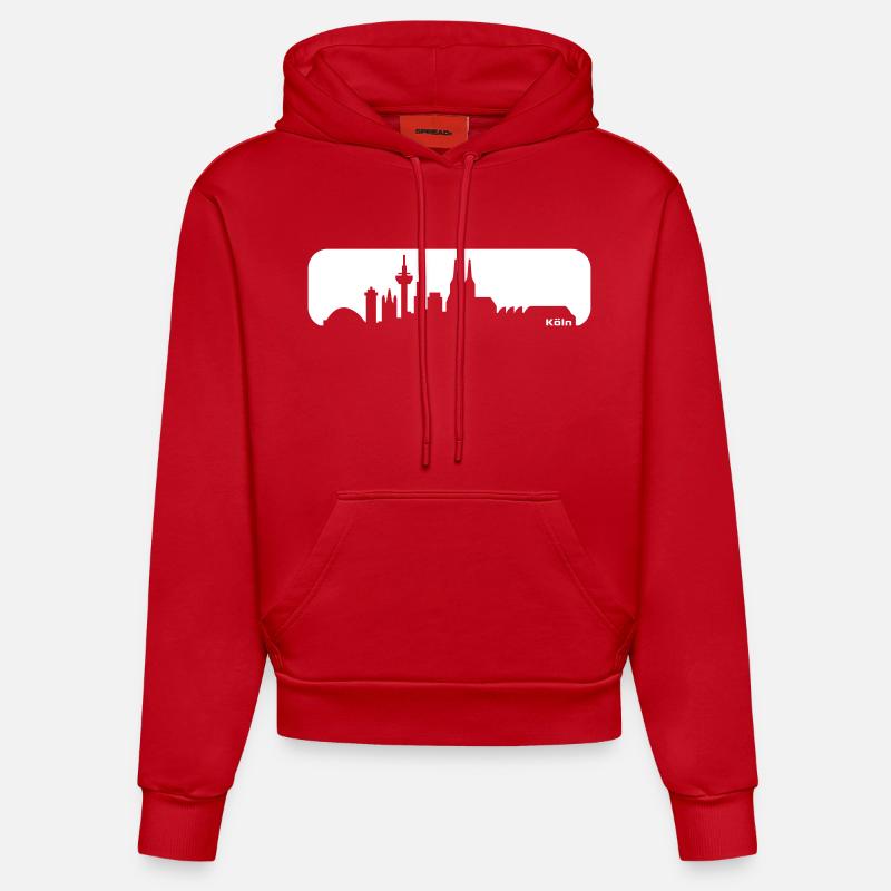 cologne horizon - Sweat à capuche bio ajusté fabriqué en UE - rouge