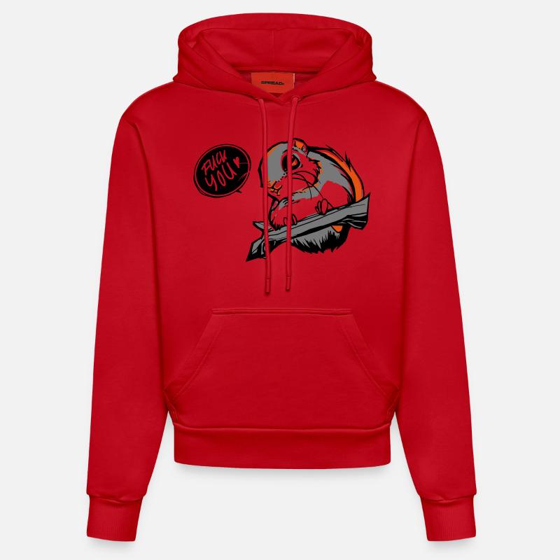 Écureuil japonais désagréable - Sweat à capuche bio ajusté fabriqué en UE - rouge