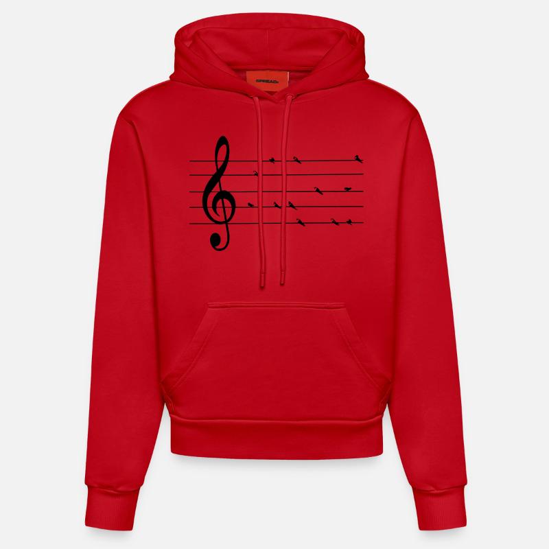 hirondelles musicales - Sweat à capuche bio ajusté fabriqué en UE - rouge