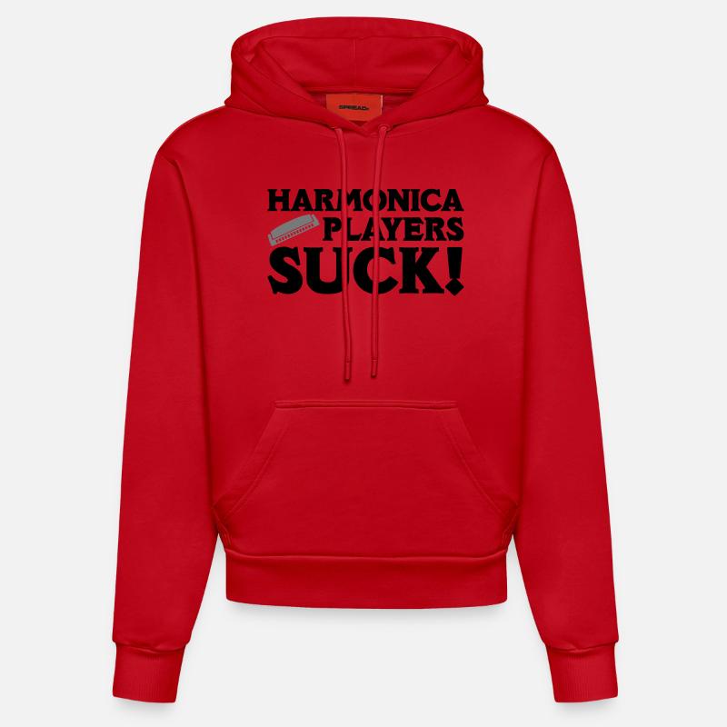 Harmonica Players Suck! - Sweat à capuche bio ajusté fabriqué en UE - rouge