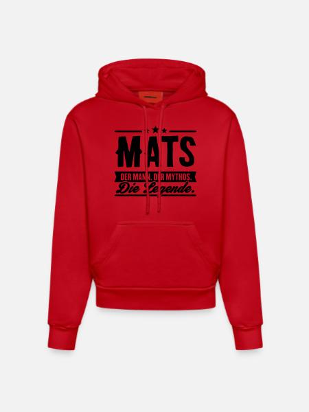 Man Myth Legend Mats - Organic Fitted Hoodie Made in EU - red