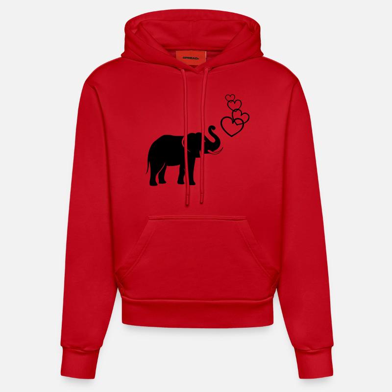 elefanten_love_02 - Sweat à capuche bio ajusté fabriqué en UE - rouge