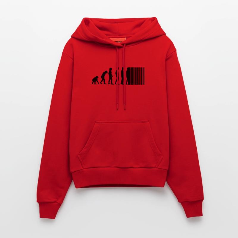 DARWIN - EVOLUTION SOCIETE - CODE BARRE Sweat à capuche bio ajusté fabriqué en UE