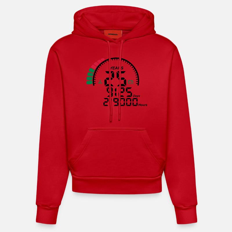 compteur anniversaire years ans 25 - Sweat à capuche bio ajusté fabriqué en UE - rouge