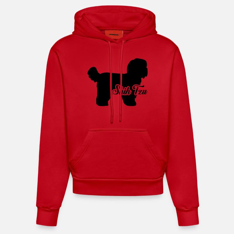 Shih Tzu - Sweat à capuche bio ajusté fabriqué en UE - rouge